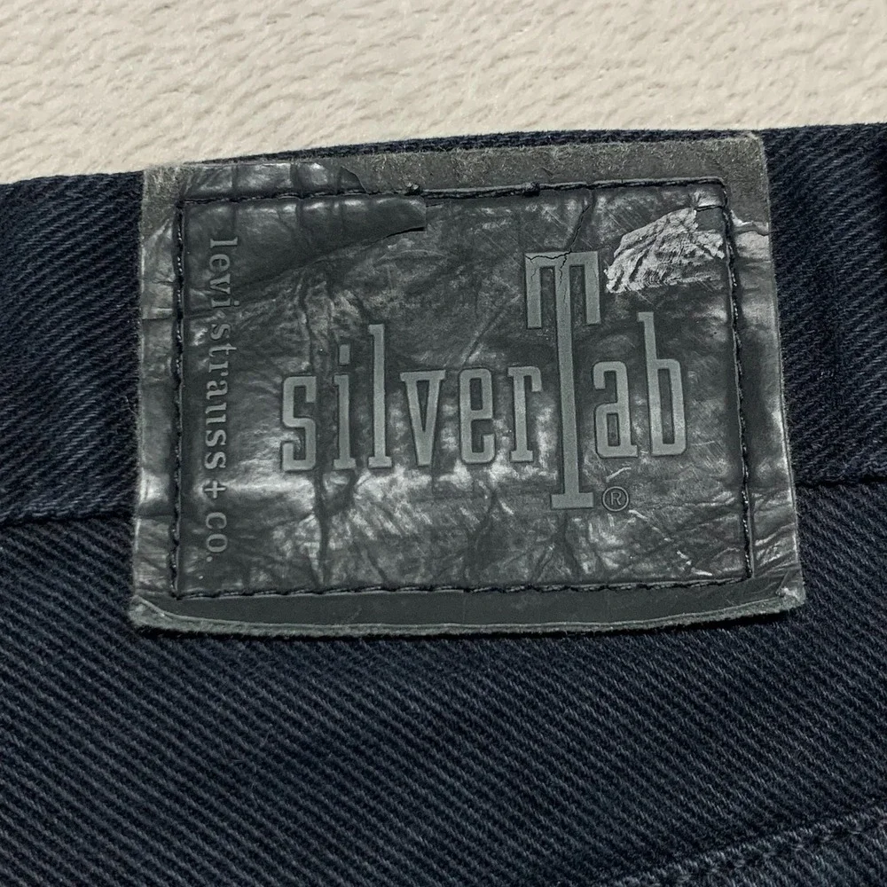 Vintage LEVI'S Y2K Men's 38x31 Black‎ Silver Tab Baggy Loose Denim Jeans Pants